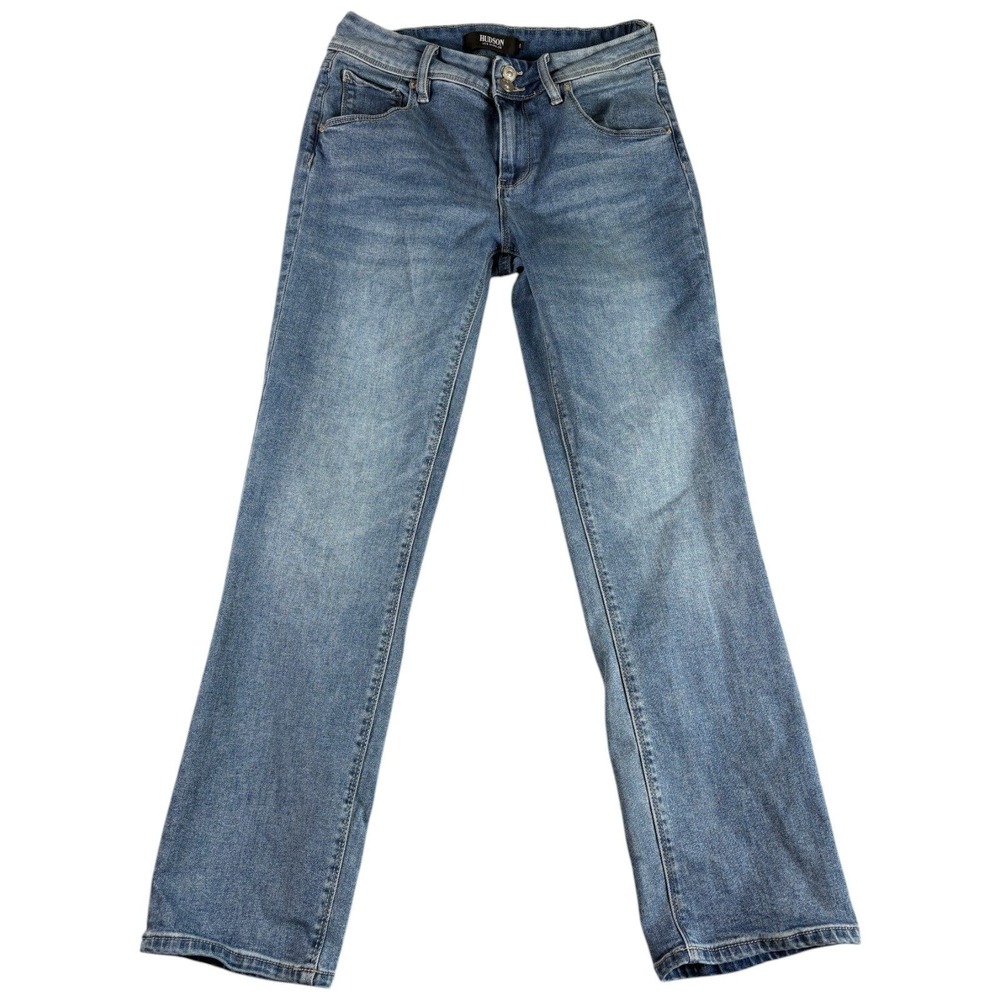 Hudson Jeans Womens 6 Blue Denim Flap Pockets Medium Washed Stretch Straight Leg
